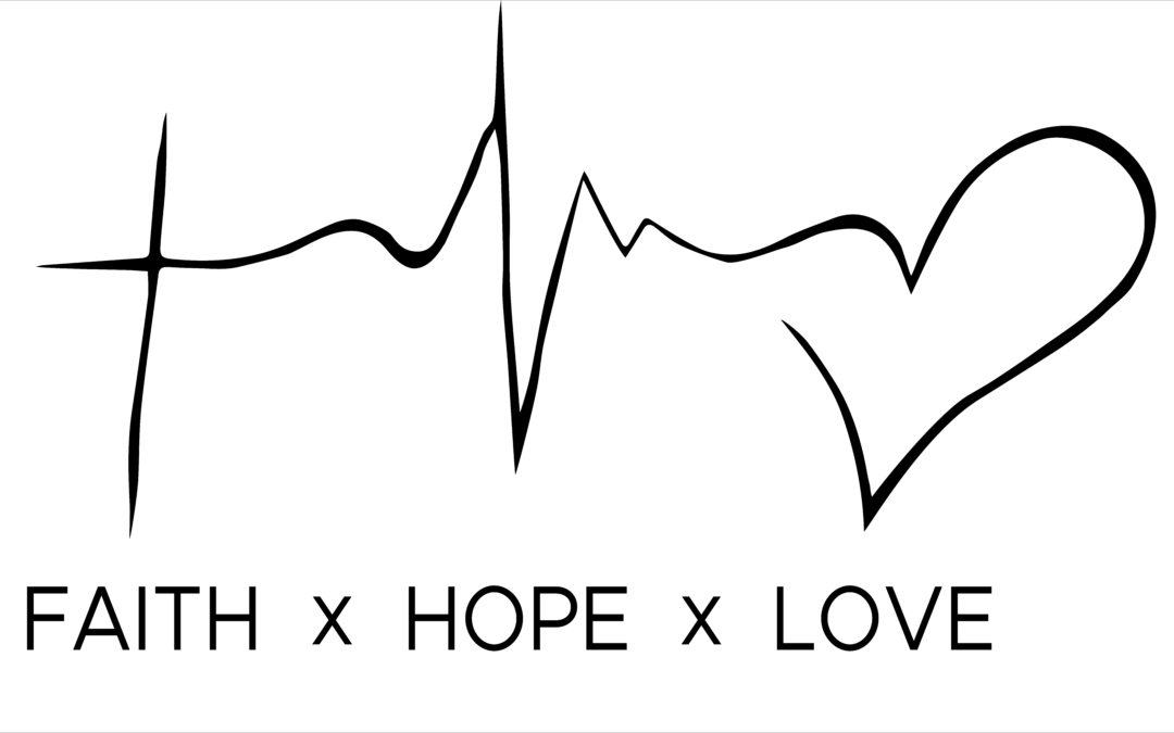 This is a symbolic drawing of the words faith, hope, and love.